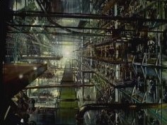 The labrynthine interior of the Borg Cube; centralized control and power sources are not apparent to the naked eye, while the superstructure overall is similar to a gargantuan factory complex.